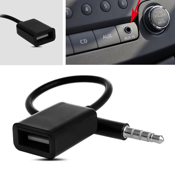 3,5 mm lydpluggkontakt til USB 2.0 hann til hunn omformerledning for bil MP3