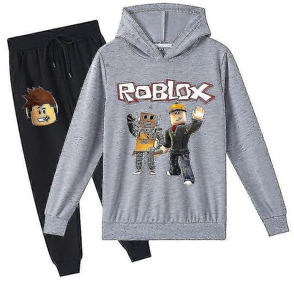 Roblox Hettegenser Sett Barn Varm Hettegenser Klær Roblox Trykt Hettegenser R marineblå navy blue 160cm