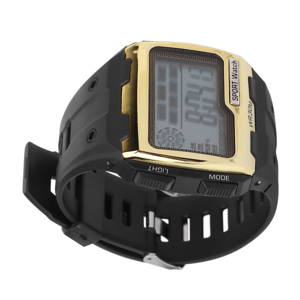 Digitalt Sportsur Stor Urskive Natlys Vandtæt Dual Time Outdoor Electronic WatchGolden