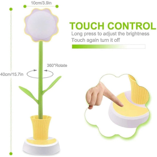 Børne Skrivebordslampe, Kreativ Genopladelig LED Skrivebordslampe Øjenbeskyttelse Touch Sensor Bordlampe Dæmpbar