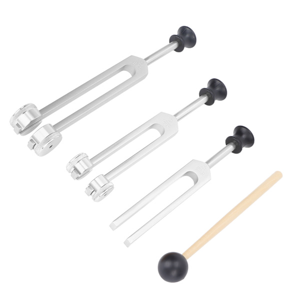 Set av aluminiumlegering 128 256 512Hz Bärbar stämgaffel Healing Instrument för hem klinisk silver