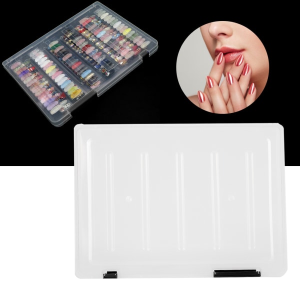 Stor kapasitet False Nail Tips Display Box Transparent Nail Art Viser Viser Box Black