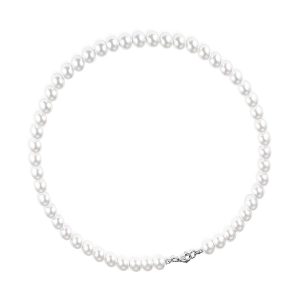 Simulerat pärlhalsband Runt Smidigt Enkellager Elegant Imitation Pärlhalsband för Kvinnor Män 13,8 Längd