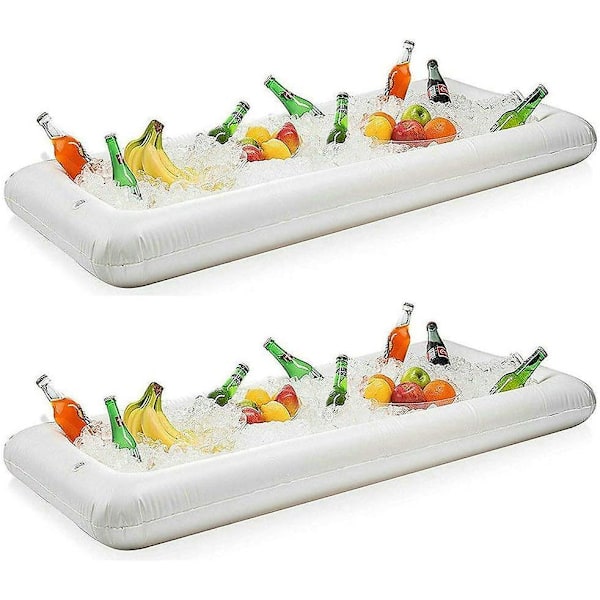 Oppblåsbar salatbuffet-isbrett for piknik, luau og bassengfest - 2-pakning
