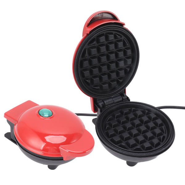 Mini vaffeljern, dobbeltsidet, rund, multifunktionel morgenmadsmaskine til toastsandwich, EU-stik, 220V, rød