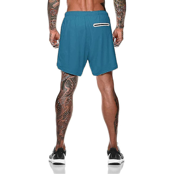 Letvægts Hurtigtørrende Mænds 2-i-1 Blå Løbeshorts XXL