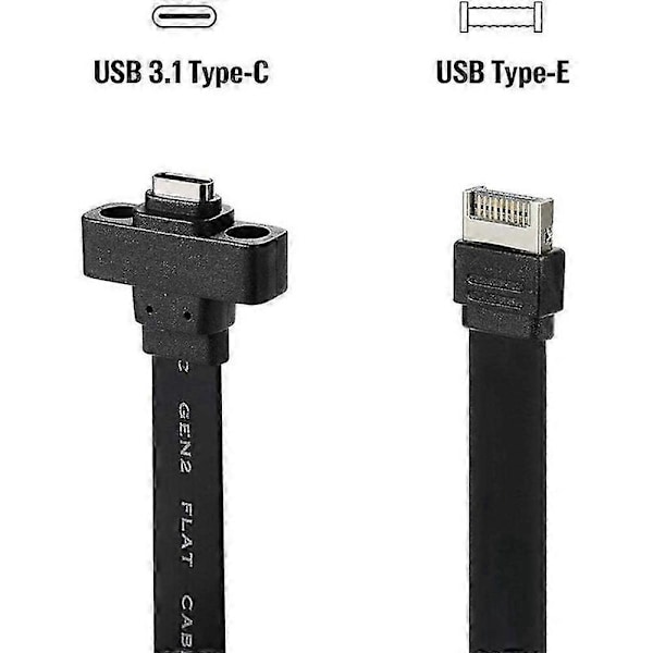 50 cm USB 3.1 Etupaneelin Tyyppi E - Tyyppi C Jatkojohto, Gen 2 (10 Gbit/s) Sisäinen Adapterikaapeli