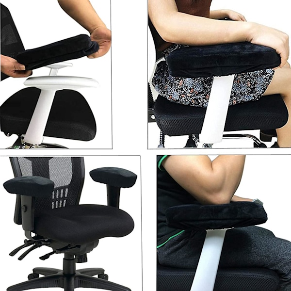 2 Stycken Armstödsskydd för Kontorsstol, Bekväma Armstöd för Stolar, Avlastning för Armbågar och Underarmar (svart)