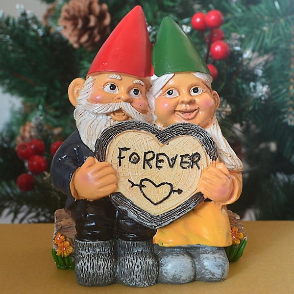 1 stk. Dvergpar Hagefigur, Resin Gnome Ornament Dvergfigur Dekorasjon for Plendekorasjon