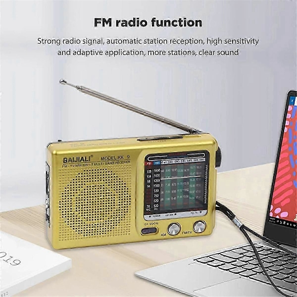 Full Band Radio Bærbar Vintage Radio Praktisk Multifunksjon Vær Mini Utility Radio