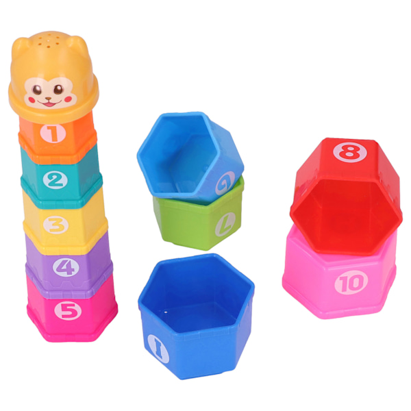 Baby Stapelkopp Barn Cartoon Hexagonal Nummer Brev Stapelkopp Badleksak Födelsedagspresent