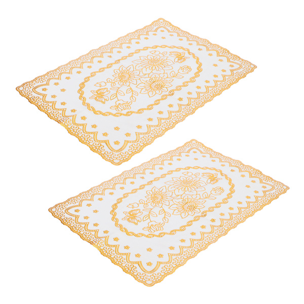 2 STK 30cmx45cm PVC Bordmåtte Guld Dækkeservietter Cup Coaster Pad Køkken BryllupsdekorationStyle 1