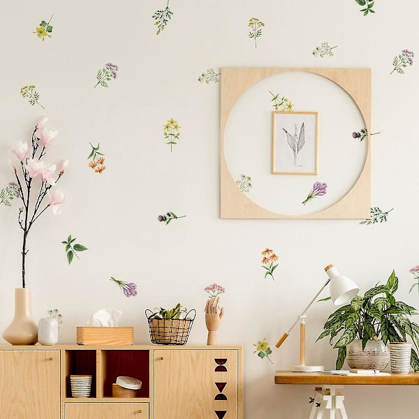 En uppsättning väggdekaler Små färgglada blommor Väggdekor för sovrum Kontor Kök Vardagsrum Väggdekoration