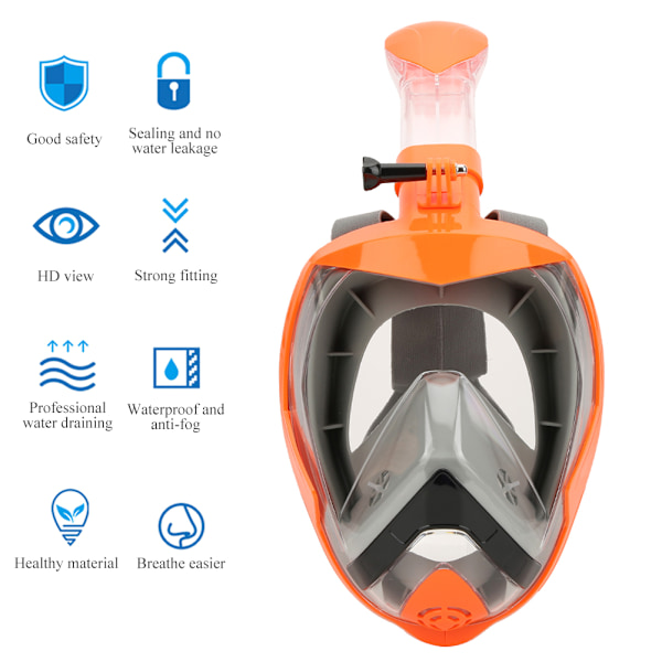 Flytende silikon All Dry Folding Full Face Anti-fog Voksne Dykkemaske Svømming Snorkling Rekvisita Orange S/M