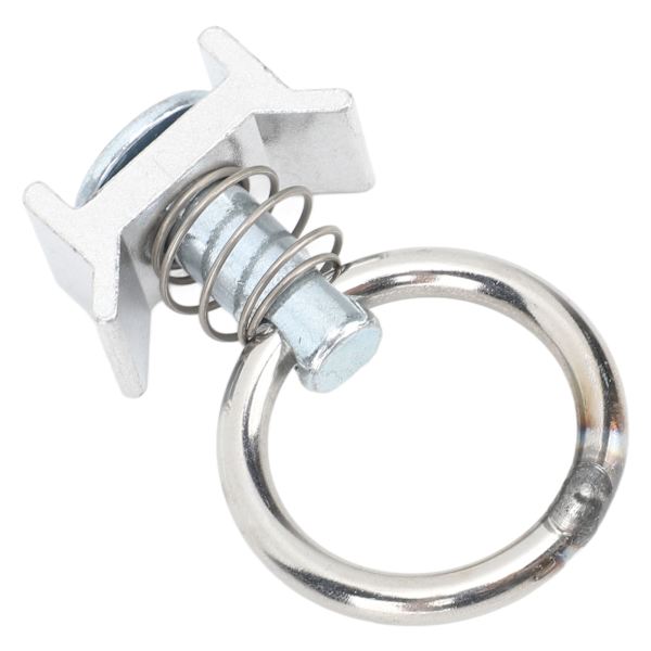 6 stk. enkelt studsbeslag L-skinne med rund ring rustfrit stål aluminium lastkontrol studs fastgørelsesbeslag til flyselskabsskinne logistikinstallation
