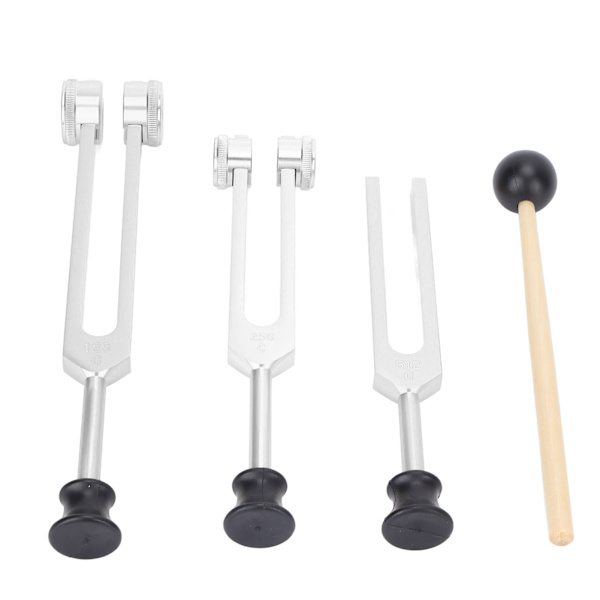 Set av aluminiumlegering 128 256 512Hz Bärbar stämgaffel Healing Instrument för hem klinisk silver