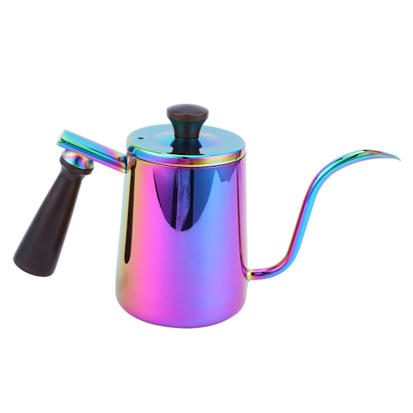 700 ml kaffekanna 304 rostfritt stål gåshals pip kaffedryppkanna med trähandtag långt pip - färgglad