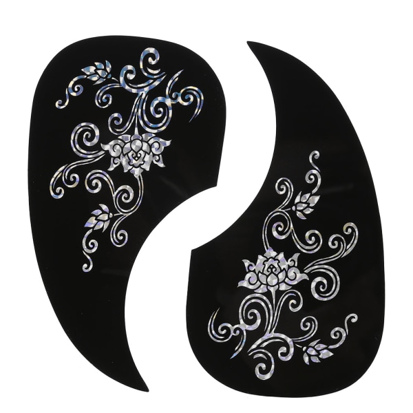 2 stk Kommaform Pickguard Pick Guard-klistremerke for akustisk gitar (Silver Vine)
