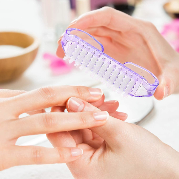 4 pakkauksen käsiteltävin set – muoviset varpaankynsien puhdistusharjat kynsien kuuraukseen ja puhdistukseen, 2,6 x 0,5 x 1,4 tuumaa (violetti)