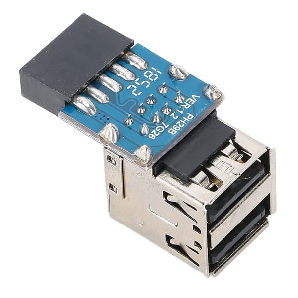 9PIN til 2 porter USB2.0 Utvidet Ekspansjonsport Adapter Datamaskinutstyr Tilbehør