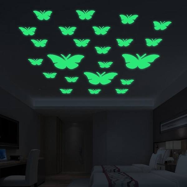 Fjäril Vägglampa Självhäftande Fluorescerande Blomma Väggdekor Barnrum Barn Sovrum Lekrum Vägg