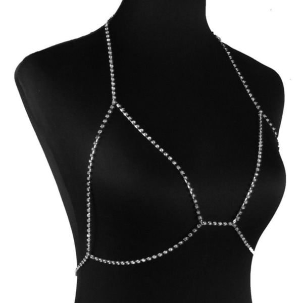 Mote Sele Halskjede Legering Rhinestone kvinner Brystkjede Justerbar Body Chain for Party