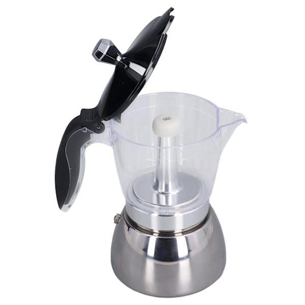 Komfur Kaffemaskine 6 Kopper Moka Pot Klar ABS Top Rustfrit Stål Kaffemaskine Til Hjemmet Kontor