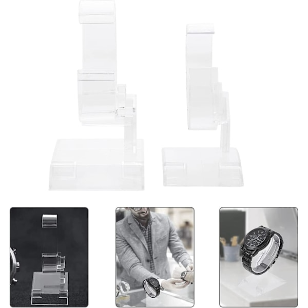 Klar Akryl Armbandsur Display Stativ, 2 st Armbandsurhållare Stativ Smycken Armbandsur Display Rack Hållare Stativ