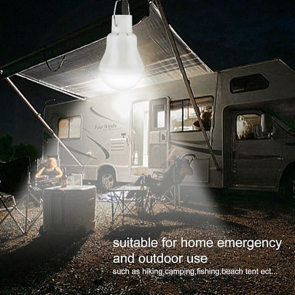 2 Bærbare Solar Campinglamper, LED Solar Pære Solar Nødlampe Lys Hage Lantern Solar Belysning med Krok Pærepanel for Camping, Fiske, Hiki