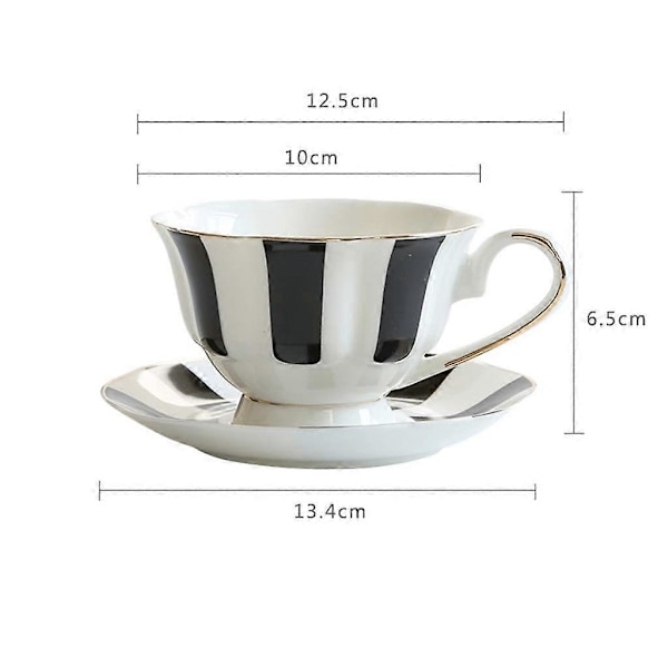 Utsökt Kaffekopp och Fat Set, Europeisk Keramisk Afternoon Tea Set, Utsökt Benporslins Tekopp, Guld Kant Vin Set (Färg : Stil A)