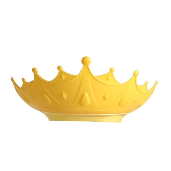 Baby Shower Cap Silicone Crown Shape Ear Protection Adjustable Waterproof Hair Washing Hat for Toddler Yellow