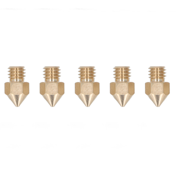 5 st 3D-skrivarmunstycke M6 i mässing med hög värmeledningsförmåga för CR10 1,75 mm filament 0,6 mm