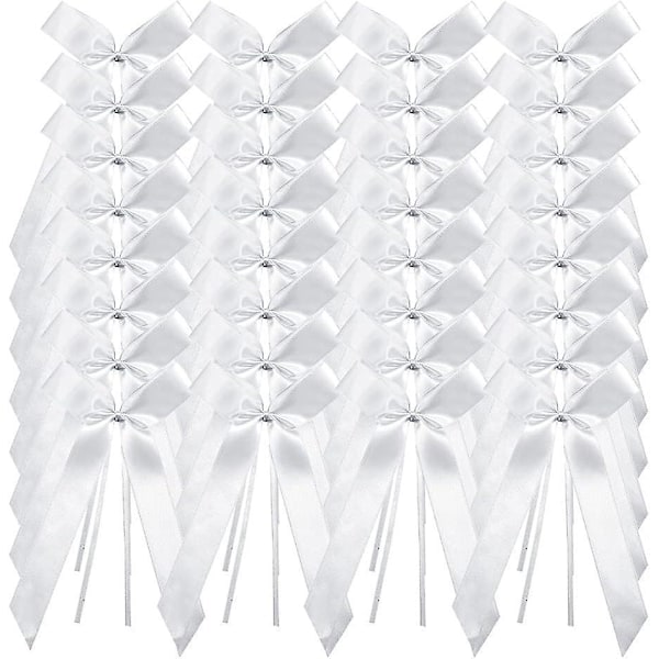 Elegant vit bröllopsbilbåge - Set om 100, perfekt för bröllopsbilsdekoration, satinbandsbåge för bröllopsfester och buketter