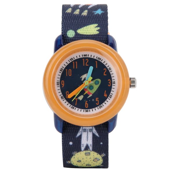 Barnklocka Tecknat Mönster Vattentät Band Quartz Barnklocka Orange