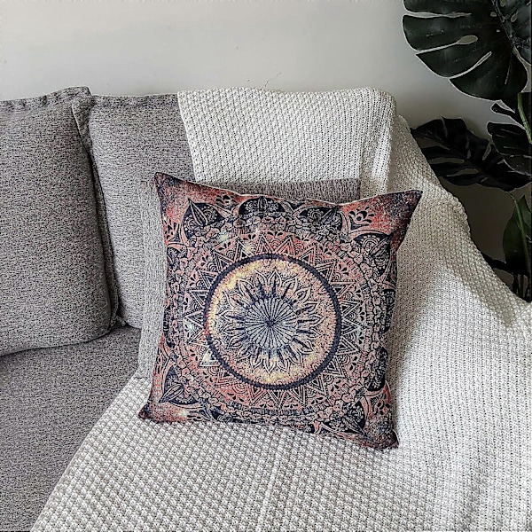 Tyynynpäälliset, 4 kpl, koristeelliset sohvatyynynpäälliset makuuhuoneeseen, sohvalle, tuoliin, autoon, sänkyyn, puutarhaan, 45 x 45 cm (Monivärinen Mandala)