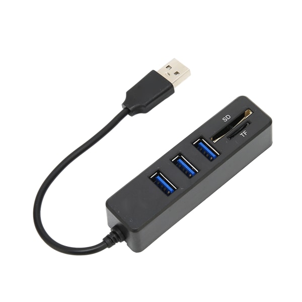 USB2.0 Hub Minnekort Lagringskortleser Høyhastighetsoverføring Plug and Play Enkel tilgang USB SplitterBlack