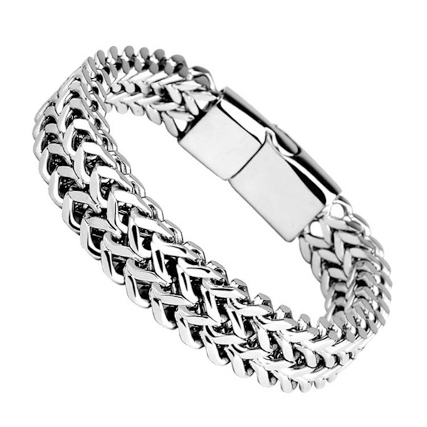Magnetiskt armband i titanstål med dubbla rader magneter, silver, modernt smycke, present till män, 21 cm/8,27 tum