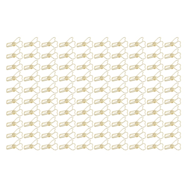 100 stk. Binder Clips Hjerteform Lang Hale Form Metal Jern Hul Design Mini Sjov Binder Clips til Dokumenter Billetter Guld