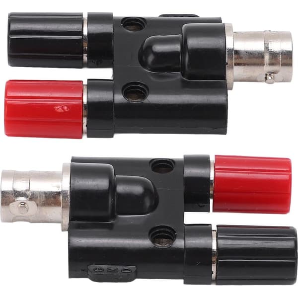 2 stk. BNC hunnkontakt til dobbel bananplugg 4 mm RF koaksial splitteradapter