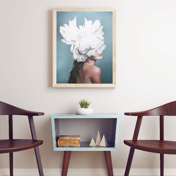 40x60cm Fjäder och flickfigur Modern stil Canvasmålning Väggkonst Bild Vardagsrumsdekor