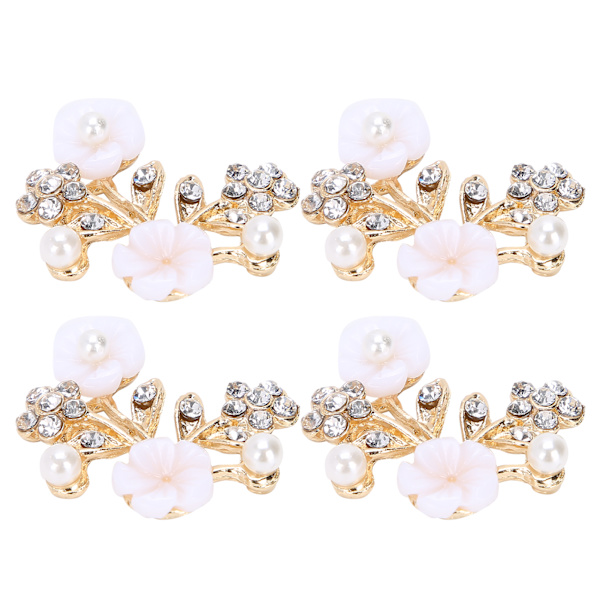 4 st ihåliga kristallblomformade spännen kläder väskor skor spänne dekoration tillbehör 3,5x2,2 cm NR 2 pärlblomma grenformade spännen