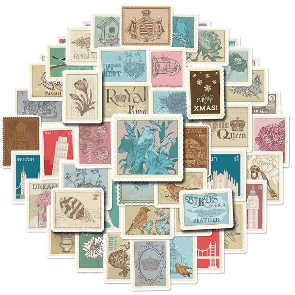 Vintage rejseklistermærkesæt - 50 ark vinylklistermærker til børn, drenge og piger - perfekt til daglig brug og indsamling af frimærker rundt om i verden