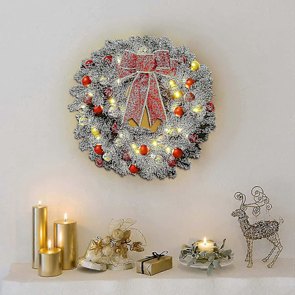 Julekrans med lys, julekranser til inngangsdør, kunstdekorasjoner - JRCL 30cm Stil A