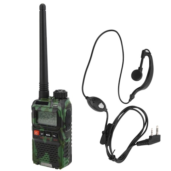 Bärbar Walkie Talkies Set Handhållen LCD-display Walky Talky med Hörlurar 100‑240VGrön EU-kontakt 100‑240V
