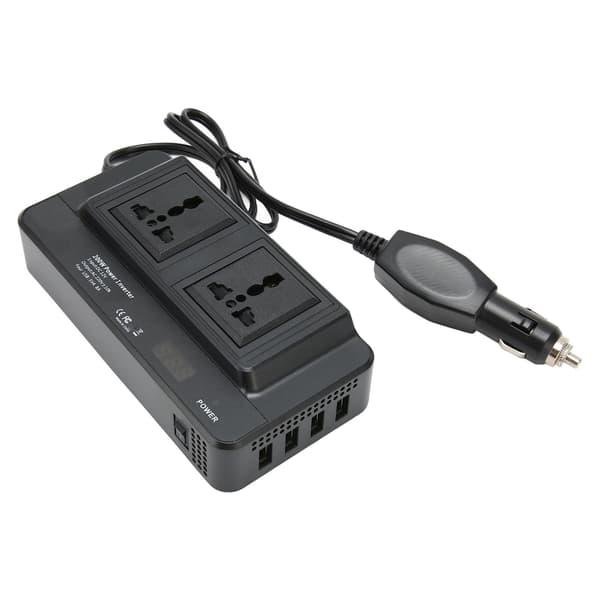 200W Power Inverter DC 12V til 220V AC med 2.1A 4 Port USB Multi Beskyttelse Universal til Køretøjer