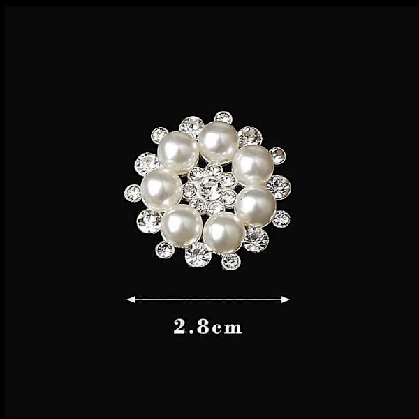 10 stk. Rhinestone Perlepynt, Håndverksperleblomstknapper Perleblomstpynt Runde Rhinestone Faux Perler til Dekorasjon