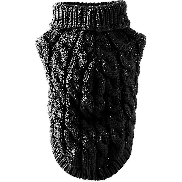 Strikkede ullhundegenser vest for små, mellomstore og store hunder M svart