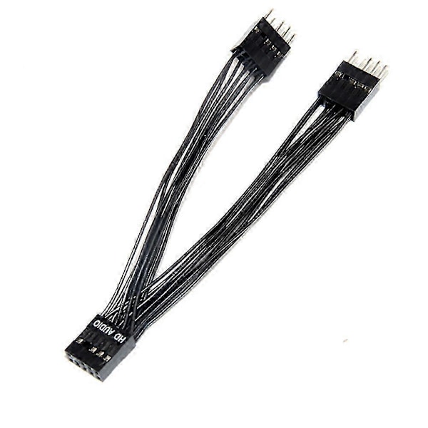 Bundkort Audio HD Forlængerkabel 9Pin 1 Hun til 2 Han Y Splitter Kabel Sort kompatibel med PC DIY 10cm