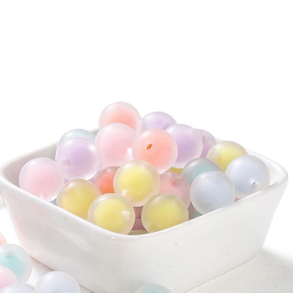 30-50 stk. Farverige AB Frostede Klare Akrylkugler til DIY Smykkefremstilling Håndlavet Tilbehør Størrelse 8-15mm TransparentPink 15mmx30stk