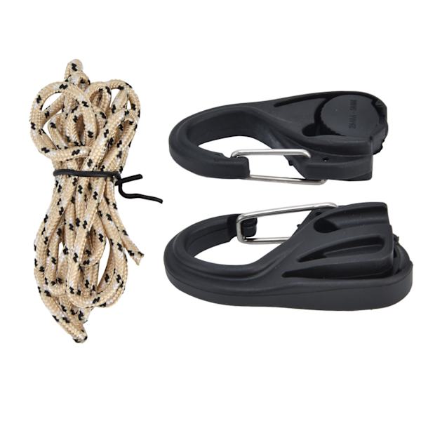 2 stk Heavy Duty Rope Strammer Skralde Binde Reb Karabinhage Krog Telt Fastener til udendørs